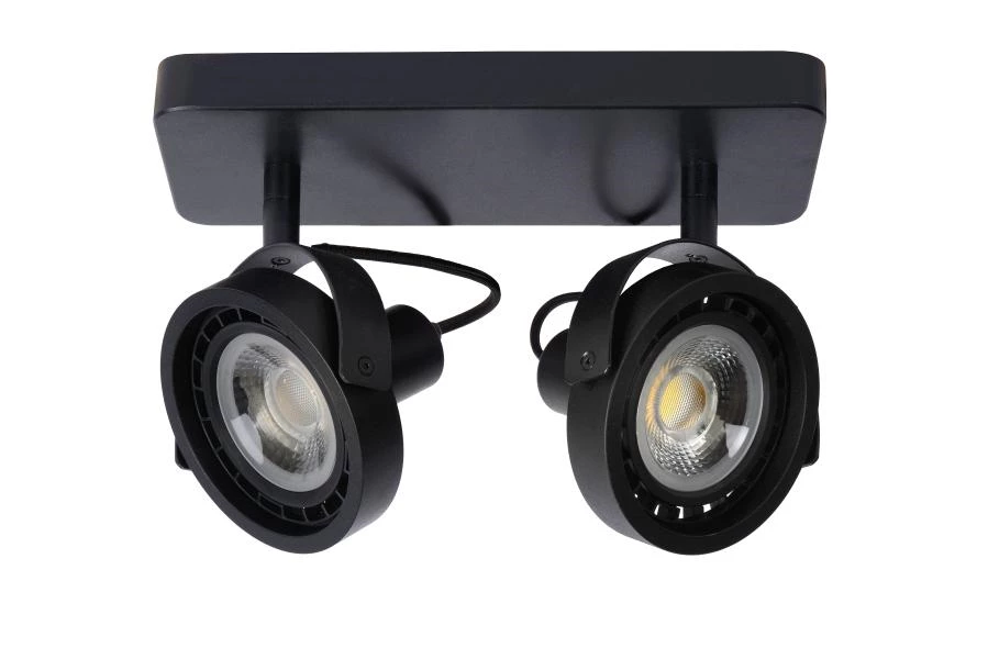 Lucide TALA LED - Plafondspot - LED Dim to warm - GU10 - 2x12W 2200K/3000K - Zwart - uit